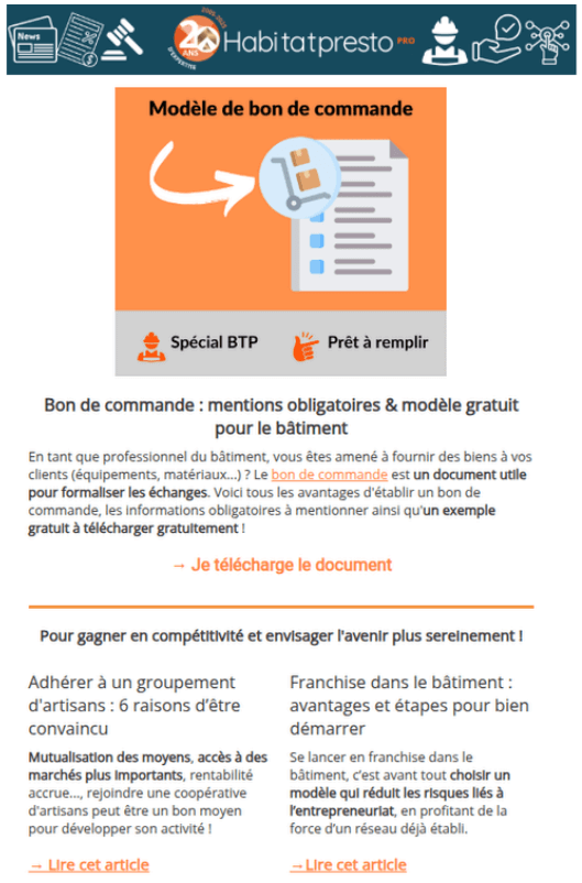 Aperçu newsletter pro